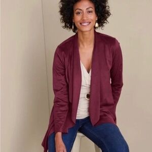 SOFT SURROUNDINGS NWT $110 Shape Drape Suede Jacket Top in Purple Wine Small